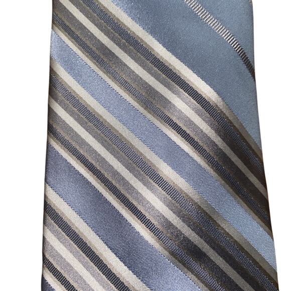 DKNY - Blue/White Striped Silk Men's Neck Tie - Picture 8 of 8